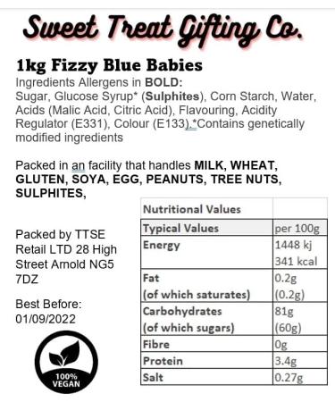 Fizzy Blue Babies 1kg Fizzy Vegan Jelly Blue Babies Classic Sweet Shop Pick n Mix - Buy Online on GoSupps.com
