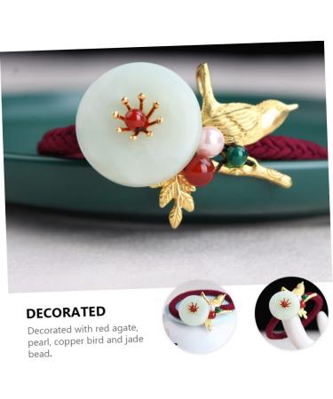 Beavorty 1Pc hair tie headband ponytail holder hair elastics Simple Jade Hair vintage hair accessories gemstone hair tie no crease hair mini rubber bands Hair Rope pearl copper - Buy Online on GoSupps.com
