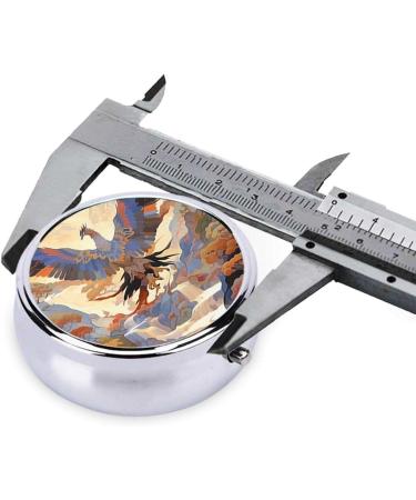 ROC with Wings Portable Metal Pill Box - Round Mini 3-Compartment Travel Case for Small Pills | Black Design - Buy Online on GoSupps.com
