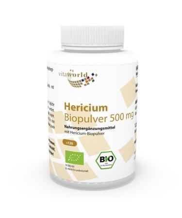 Vita World Hericium Organic Powder 500mg 120 Capsules Made in Germany