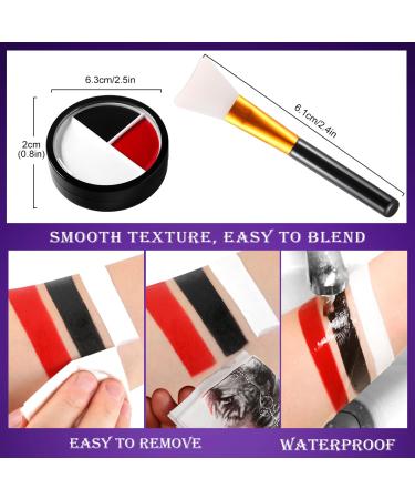 DE LANCI Black White Red Face Body Paint Kit - Long Lasting Waterproof Clown Makeup for Halloween & Special Effects | Professional SFX Face Painting with Brush - Buy Online on GoSupps.com