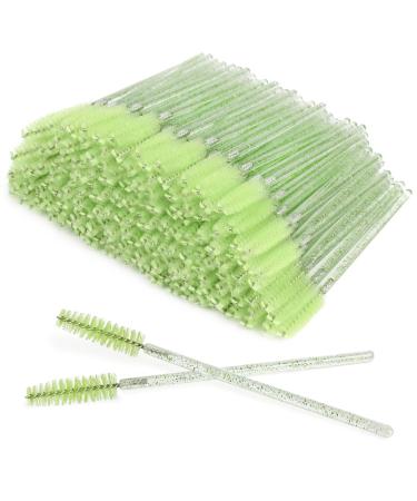 XPP Disposable Eyelash Brushes 100PCS Eye Brow Spoolie Castor Oil Brush Mascara Wands Cosmetic Makeup Tools (Crystal Green)