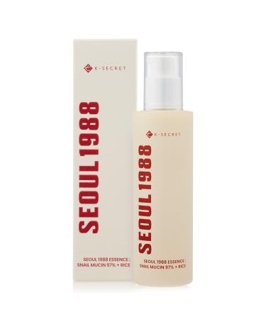 K-SECRET Snail Mucin Essence Serum: 97% Snail Secretion with Rice Ferment Filtrate and Rice Extract for Skin Hydration Soothing and Balancing - SEOUL 1988 Korean Skincare 100mL