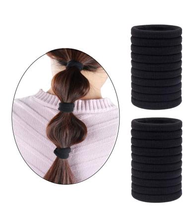 24 Large Cotton Stretch Hair Ties - Black Ponytail Holders for Curly & Thick Hair | Durable & Soft Hair Bands - Buy Online on GoSupps.com