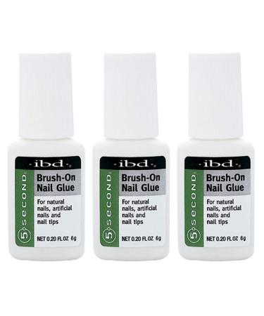 5 Second Brush-On Nail Glue 6 g, For Nail Tips, Full Cover Nails, And For Repairing Of Cracked, Split Natural Nails, 3 Packs 0.20 Fl Oz (Pack of 3) Nail Glue