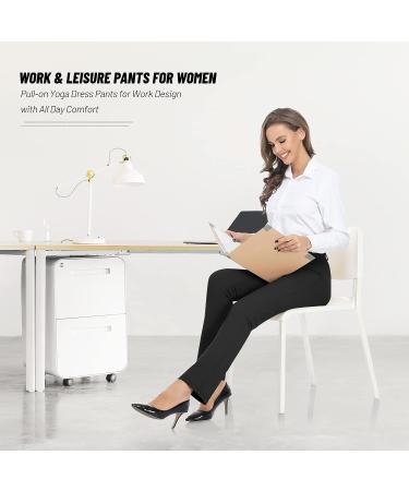 DAYOUNG Women's Yoga Dress Pants | Petite 29'' Inseam | Black | Regular Straight Leg with Pockets - Buy Online on GoSupps.com