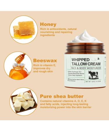 BUTBU Beef Tallow Face Cream 120g. Beef skin bait natural sebum cream for foot care with Tallow Grass Fed and Honey face and body moisturizer. - Buy Online on GoSupps.com