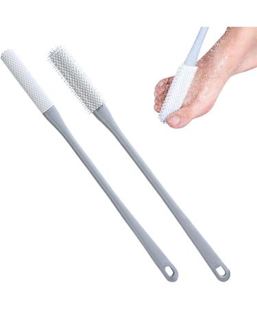 Soft Toe Cleaner - Long Handle Toe Scrubber | Long Handle Shower Foot Brush | Silicone Toe Brush | Foot Brush with Set Gray - Buy Online on GoSupps.com