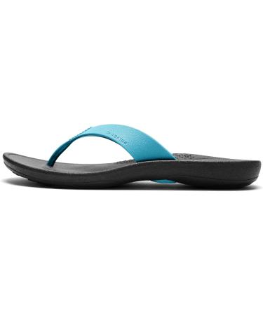 OKABASHI Women's Breeze Flip Flop (Black/Turquoise) | Comfortable Arch Support | Slip-Resistant Waterproof Footwear | Sustainably Made in the USA - International Shipping Available - Buy Online on GoSupps.com