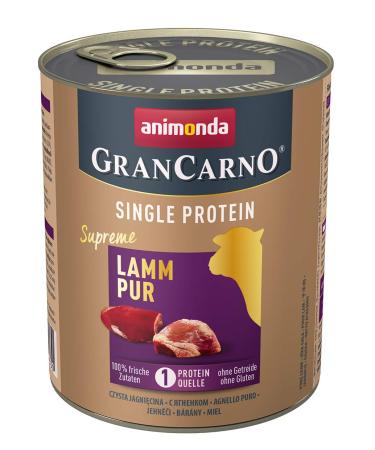 Animonda gran carno adult single protein dog food wet food for adult dogs lamb pure 6 x 800 g 6 Pack (6 x 0.8 kilograms) lamb pure 800 g (6 Pack) - Buy Online on GoSupps.com