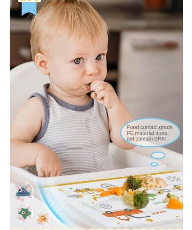 Baby Disposable Stick-On Placemats - Toddler Table Top Mats with Animal Alphabet Theme for Dining Fun - Buy Online on GoSupps.com