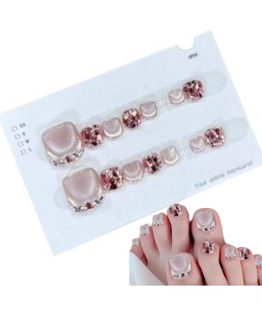 Vbnuyhim Glitter Press On Toenails Glitter Artificial Toenail Sparkling Cat's Eye Toenail Manicure Art Toenail for Summer for Women Girls - Buy Online on GoSupps.com