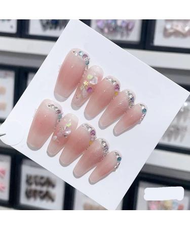 Handmade Long and Short Nail Patches for Artificial Nail Enhancement(Color:19581 Size:XS)