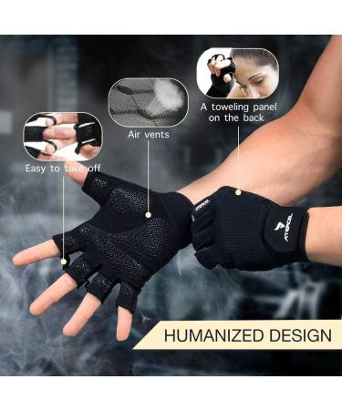ATERCEL Workout Gloves for Men and Women - Breathable Weight Lifting Gloves for Gym, Training, and Cycling - Snug Fit, Black Medium - Buy Online on GoSupps.com