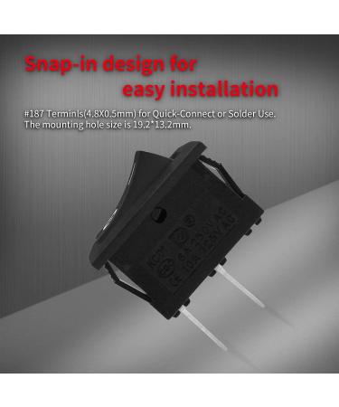 DaierTek Mini Rocker Switch T85 2 Pin SPST ON Off Toggle KCD1 Switch 12V 20A Black - 10 Pack - Buy Online on GoSupps.com