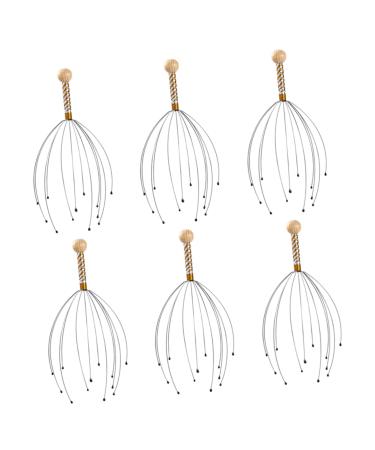 Fomiyes 6st massager hand scrubber scalp massage brush scope care scalp care W scher Multifunctional tool manual claws massage thread steel and wood.