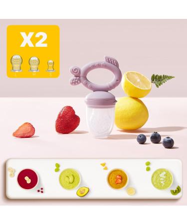 KoalaZoom Baby Fruit Feeder Pacifier (2 Count) | Silicone Teether Toy for Babies | Includes Extra Silicone Sacs | Ideal Baby Feeding Supplies in Lavender & Rapture Rose - Buy Online on GoSupps.com
