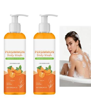 Lavage corporel au kaki gel douche d odorant anti-odeur pour femmes et hommes 120 ml de nettoyant en profondeur et hydratant pour le corps pour une forte limination des odeurs une fra cheur (2PCS)