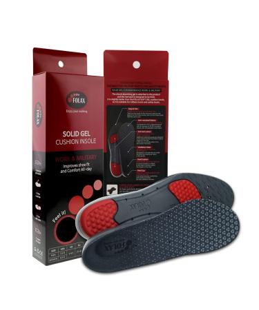 FOLAX Solid Gel Cushion Insoles Work&Military(Large)-Shock-Absorbing Gel  Arch-Support Orthotics Inserts Air Memory Foam