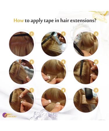 Moresoo Invisible Tape-In Hair Extensions - Real Hair 35cm - Black to Dark Brown with Caramel Blonde - 10 Pieces 25g #1B/3/27 - Premium Quality Adhesive Tapes - Buy Online on GoSupps.com