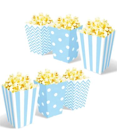 Ouoqi popcorn bags 36 pieces popcorn box candy bar bags snack box cardboard party paper bags stripes dab wave -shaped pattern for party birthday wedding gift (blue)
