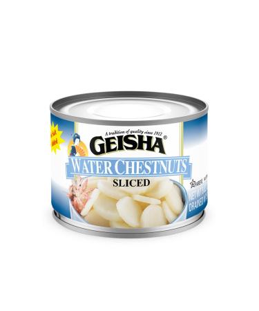 GEISHA Water Chestnuts Sliced 8OZ. (Pack of 12) Water Chestnuts | Kosher Certified - No Salt & Sugar added - Gluten Free-Less than 100 Calories per Container