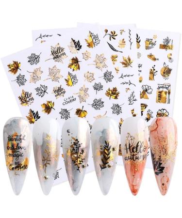 Gold Slider Decals Winter Nail Design Maple Leaf Nail Stickers 3D Valentine Rose Holographics(CJ-017) - Buy Online on GoSupps.com