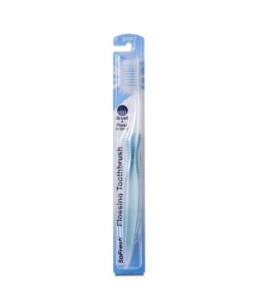 Sofresh Flossing Toothbrush Adult Soft Blue Bundle | Choose Quantity & Color | Xylitol Dental Floss Included - Buy Online on GoSupps.com