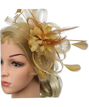 Bridal Hair Accessories Womens Mesh Ribbon Fascinator Hat Contrast Color Flower Wedding Headband Gold Hair Pins - Buy Online on GoSupps.com