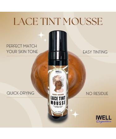 IWELL Signature Lace Tint Mousse 7 fl oz - Medium Dark Brown | Concealer Tinted Mousse for Lace Wigs | Easy Tinting & Quick-Drying | Perfect Match for Your Skin Tone - Buy Online on GoSupps.com