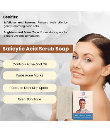 Salicylic Acid Scrub Soap with Niacinamide & Kojic Acid - Acne Scars & Blemish Relief Exfoliating Cleansing Soap for Soft Skin (80g - Buy Online on GoSupps.com