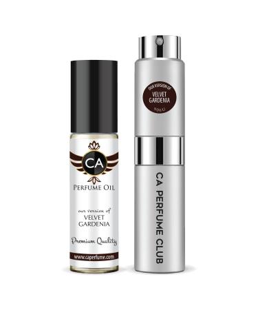 CA Perfume Duo Impression of Velvet Gardenia For Women & Men Sprayer + Body Oil Roll-On Bottles 0.27 Fl Oz+0.33 Fl Oz