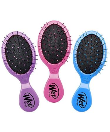 Wet Brush Multi Pack Squirt Detangler Hair Brushes - Pink Purple and Blue 3-Pack - Mini Detangling Brush with Ultra-Soft IntelliFlex Bristles Glide Through Tangles with Ease - Pain Free PinkPurpleBlue