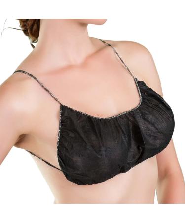 APPEARUS 50 Ct. Disposable Bras - Women's Backless Spa Bra for Spray Tanning and Body Treatments  Black Backless (Shoulder Straps)