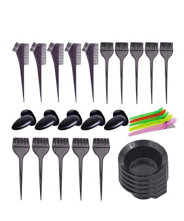 Pcxino 30Pcs 6Sets Hair Dye Color Brush,Bowl,Ear Cover,and Hair Clip Sets,Perfect Tools for DIY Salon Hair Dye Tools Hair Coloring Bleaching,Hair Tint Dying Coloring Applicator