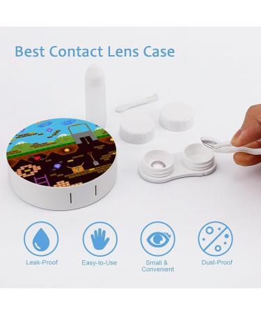 New Retro Video Game Round Case For Contact Lens Kit Storage Box with Mirror Printed - Buy Online on GoSupps.com