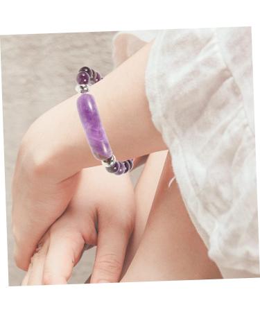 SOIMISS Bracelet Beaded Trim Girls Bracelet Trendy Bracelets Bead Braclet Natural Crystal Colored Beaded Bracelet Girl Wrist Decor Decorative Chakra Bracelet European and American Decorate 6X0.8XM Purple - Buy Online on GoSupps.com