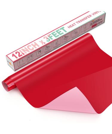 HTVRONT HTV Heat Transfer Vinyl-12" x 3FT Red HTV Vinyl Roll for T-Shirts, Iron on Vinyl for Cricut, Cameo & Heat Press Machine- Easy to Cut & Weed Vinyl Heat Transfer (Red)