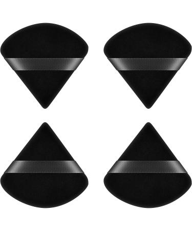 Ainiv 4PCS Powder Puffs, 2.76 inch Pure Cotton Soft Triangle Wedge Makeup Powder Puff for Loose Powder Mineral Powder Body Powder Cotton Velour Cosmetic Foundation Sponge Makeup Tool(Black) 4PCS-Black(new)