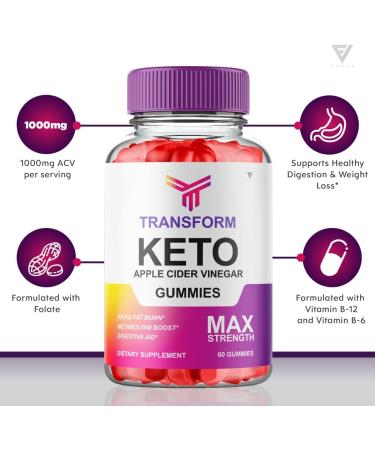Transform Keto ACV Gummies 525mg for Weight Loss with Apple Cider Vinegar - 60 Count Pack - Oprah Winfrey Approved - Buy Online on GoSupps.com