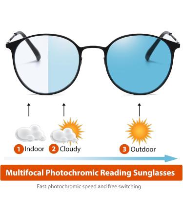 Multifocal Transition Photochromic Progressive Reading Glasses - Blue Light Blocking Metal Multifocus Readers for Men & Women - 2.5x in Black - Buy Online on GoSupps.com