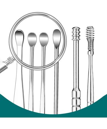 Fublazeze 6 Pcs Ear Wax Removal Kit - Stainless Steel Portable Earwax Cleaner Set w/ Keychain - Spiral & Spring Ear Spoons included for Ear Cleaning Tool Set - Buy Online on GoSupps.com