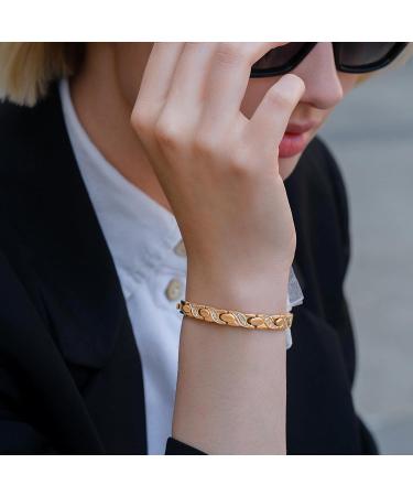 Magnetrx Ultrastarkes Magnnet Hardship Bracelet for Women - Double Magnet Stainless Steel Crystal Adjustable Rose Gold Magnetic Tape with Size Tool - Buy Online on GoSupps.com