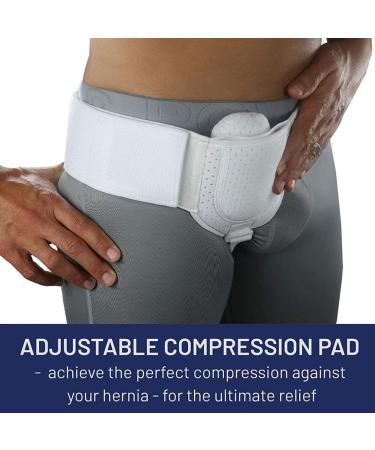 Inguinal Hernia Truss Belt for Men - Adjustable Support for Left/Right Side Post-Surgery 86-110cm Adjustable Waist Strap - Buy Online on GoSupps.com