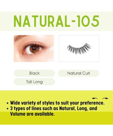 False Eyelashes - Lashever Natural Series | Japanese Fake Eyelashes Long-Lasting Reusable Comfortable & Lightweight - 2 Pairs Natural 105 Black - Buy Online on GoSupps.com