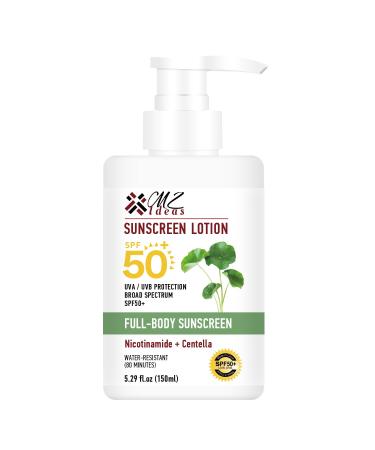 MZ Ideas Full-Body Sunscreen Lotion SPF 50+ Broad Spectrum UVA/UVB Protection with Niacinamide Centella Water-Resistant 5.29 fl oz - Buy Online on GoSupps.com