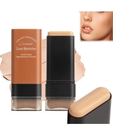 Korea Flawless Eraser Foundation Stick Cooklesa Hydrating Lightweight Foundation Stick with Brush Multiuse Foundation Stick Makeup Lightweight Foundation Stick Makeup Built-In Foundation Brush (#2 1) #2 1 count (Pack of 1)