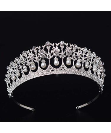 SSNUOY Pearl Wedding Tiara - Silver Rhinestone Bridal Crown for Women | Princess Hair Accessories - Buy Online on GoSupps.com