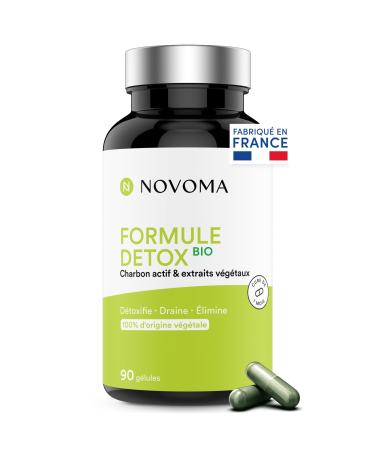 NOVOMA Organic Detox Formula Liver Purification & Digestion With Activated Carbon Milk Thistle Chlorella & Ginger 1 Month Cure 90 Capsules Vegan Made in France