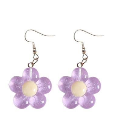 Feyley earrings colorful resin flower charm earring temperament dangle earrings simple pendant earring party jewelry charm earring violet